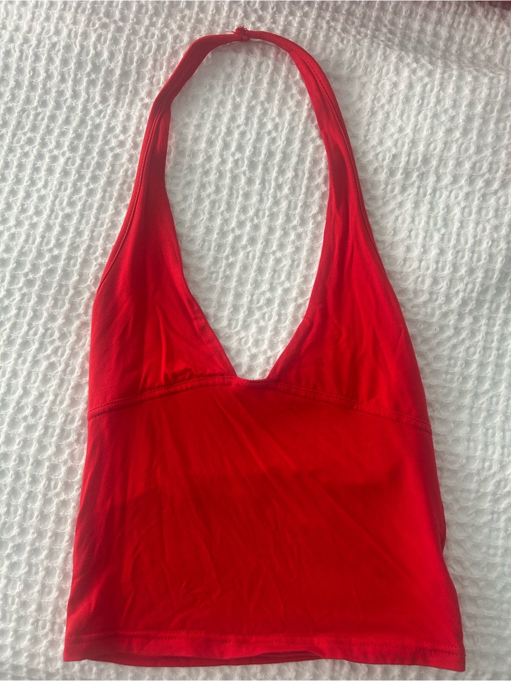 Red halter neck tank top